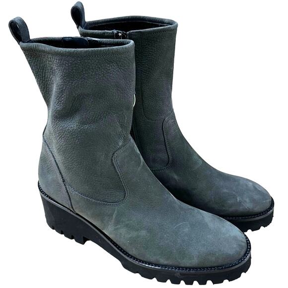 Paul Green NWT Newbury Suede Wedge Boots Gray Pebbled Size 6.5 (US 9) NO BOX - Picture 1 of 9